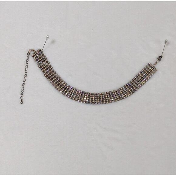 Vtge Aurora Crystal Choker 6 rows Flashed All Kinds Of Color.Kneck Size 15" - Picture 13 of 16